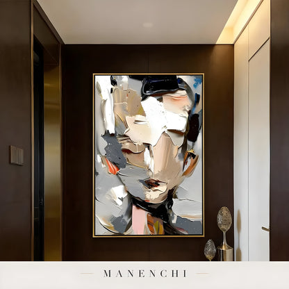 Abstract Muse Persona abstract painting displayed in narrow hallway wall