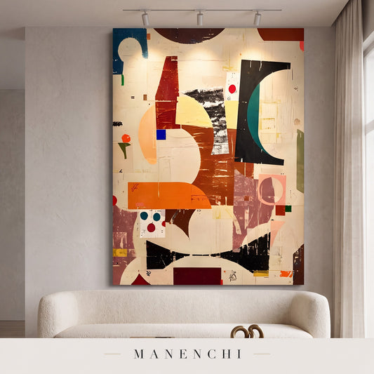 Abstracted Earth Forms abstract painting displayed in a modern living room
