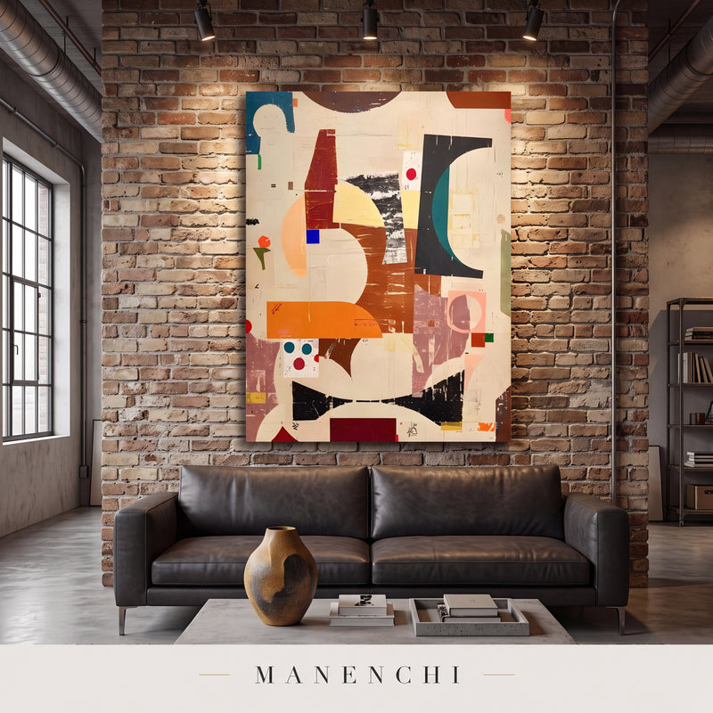 Abstracted Earth Forms abstract painting displayed in a loft