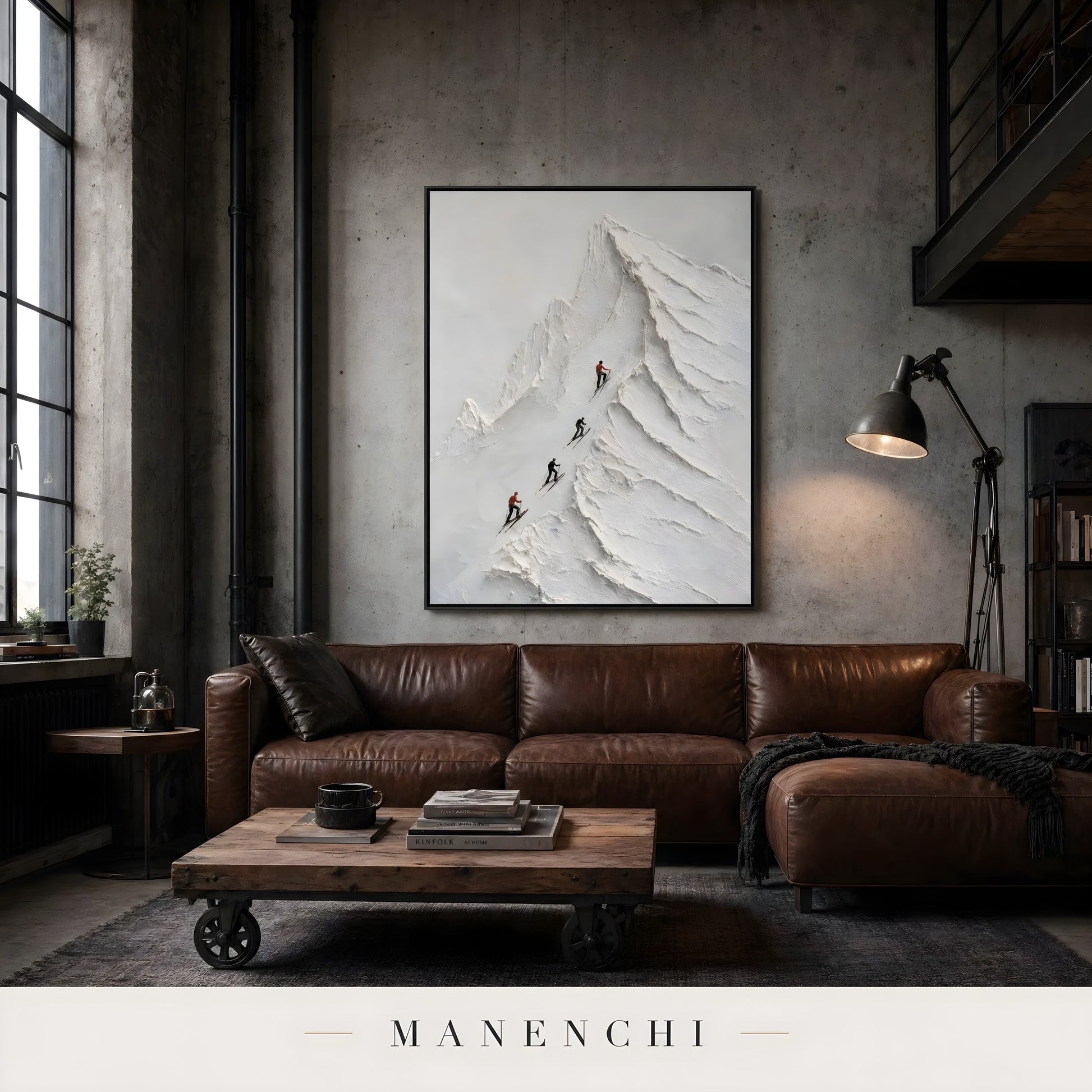 Alpine Ascent abstract painting displayed in living room setting