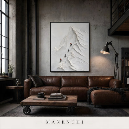 Alpine Ascent abstract painting displayed in living room setting