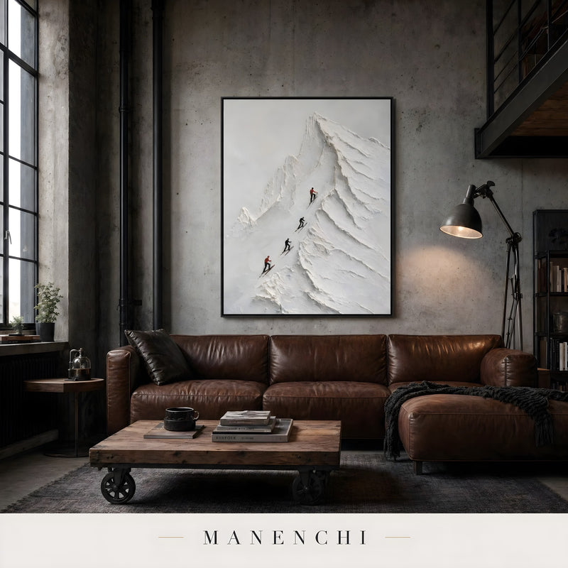 Alpine Ascent abstract painting displayed in living room setting