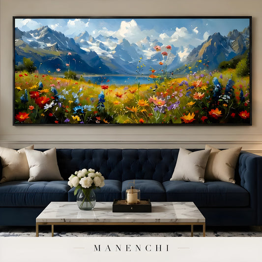 Alpine Meadow Serenity - original hand-painted abstract painting by Manenchi
