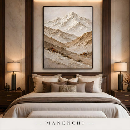 Alpine Serenity abstract painting displayed in bedroom art display