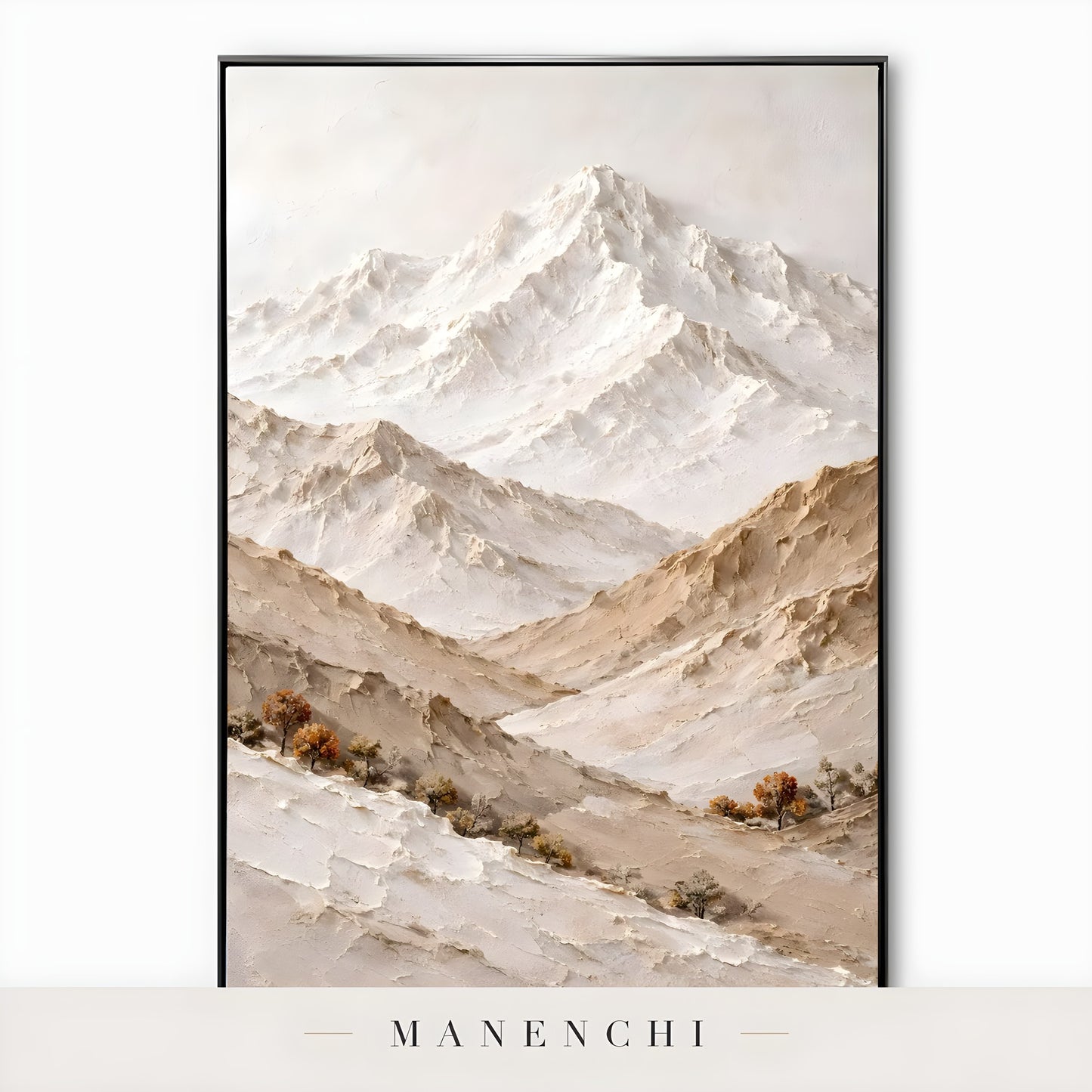 Alpine Serenity abstract painting displayed in painting isolated white