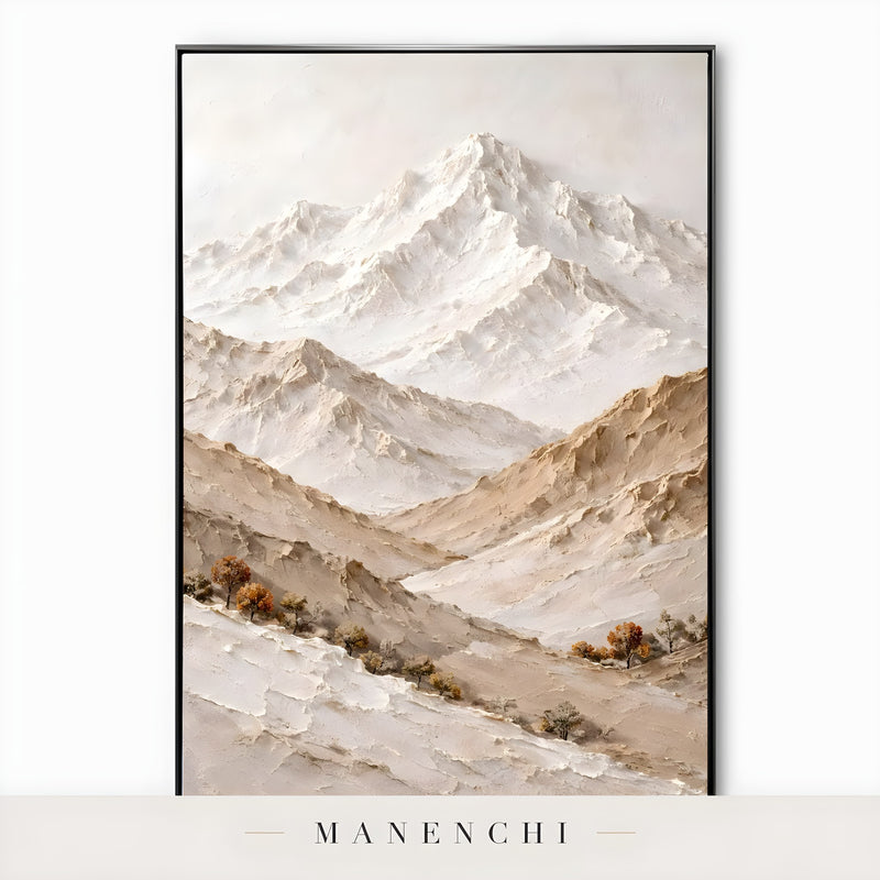 Alpine Serenity abstract painting displayed in painting isolated white
