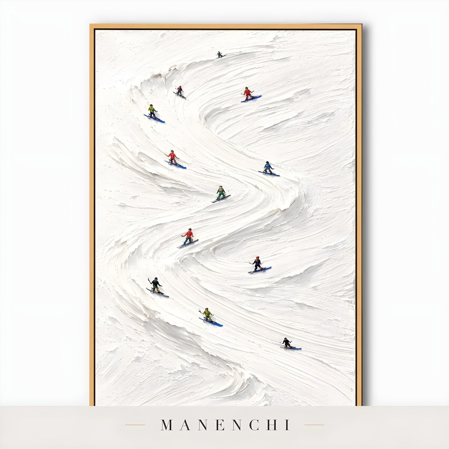 Alpine Slalom Descent abstract painting displayed in painting isolated