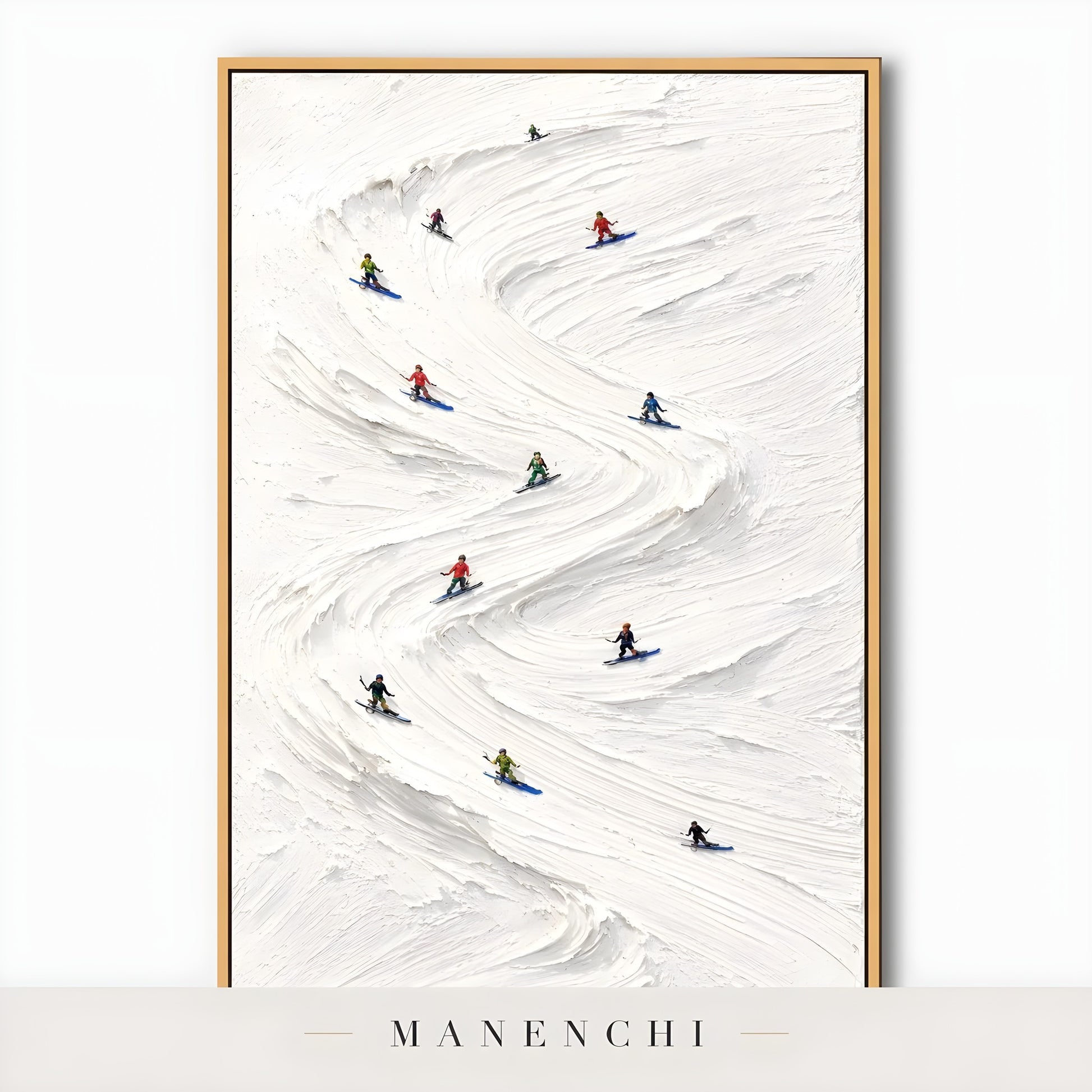 Alpine Slalom Descent abstract painting displayed in painting isolated