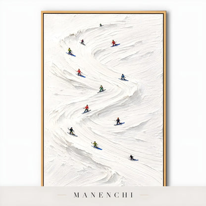 Alpine Slalom Descent abstract painting displayed in painting isolated