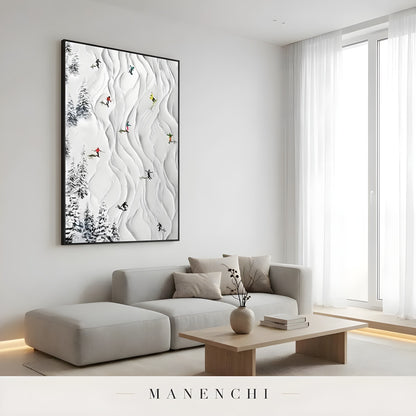 Alpine Slope Rhythms abstract painting displayed in living room sofa display