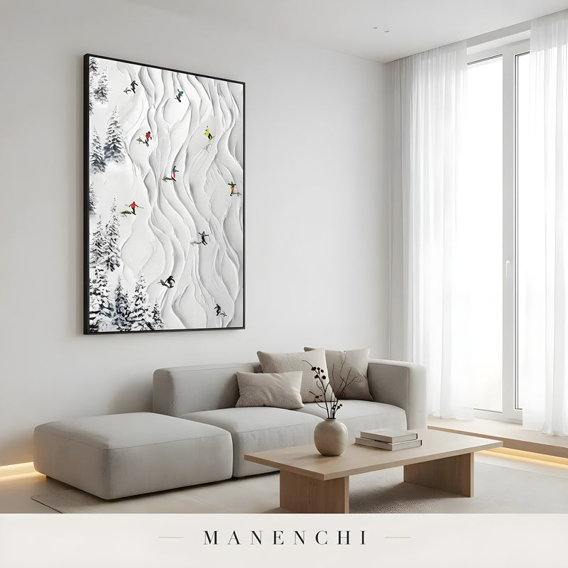 Alpine Slope Rhythms abstract painting displayed in living room sofa display