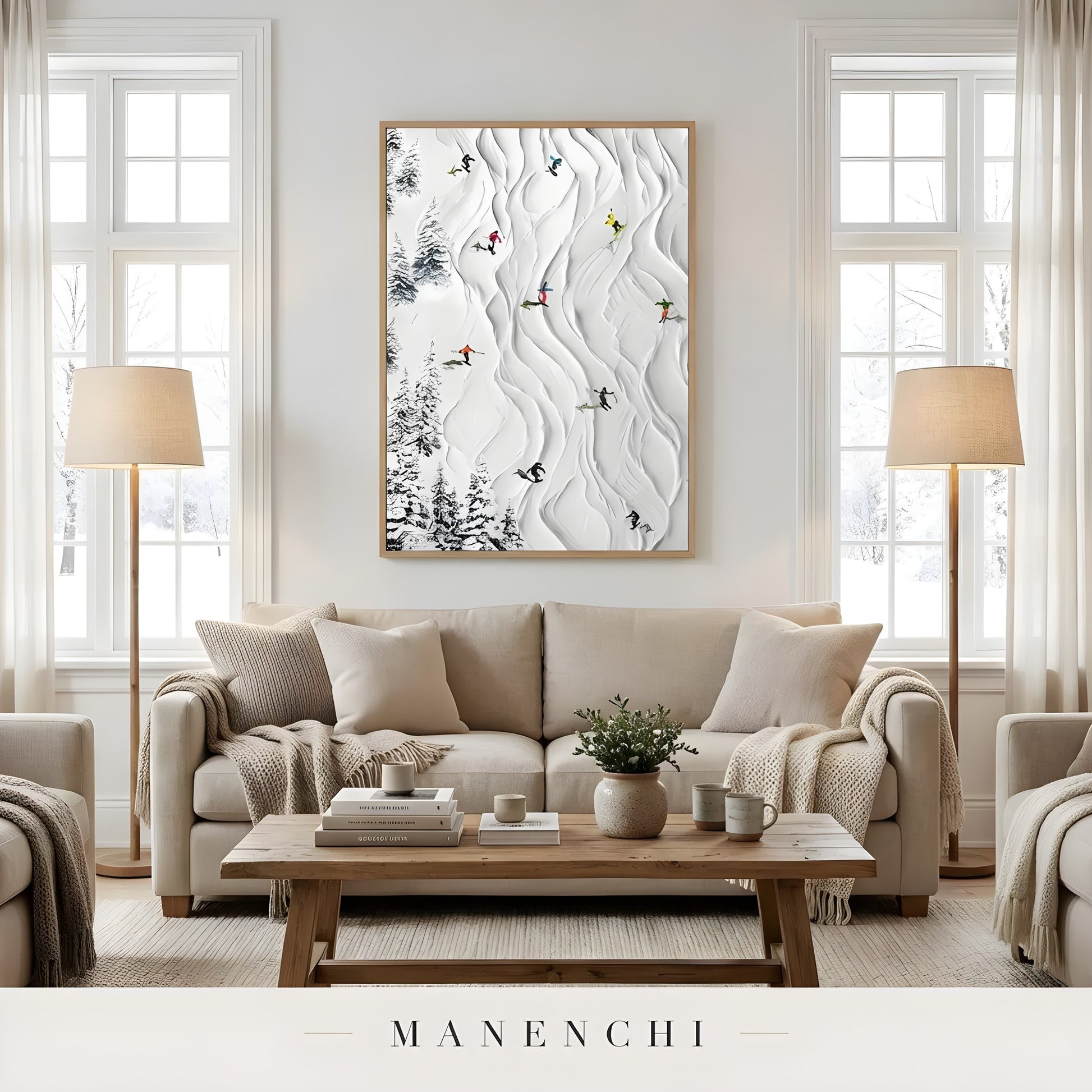 Alpine Slope Rhythms - original hand-painted abstract painting by Manenchi