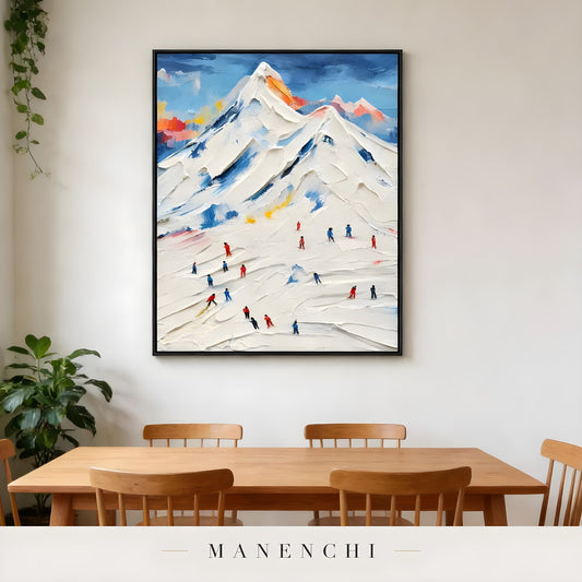 Alpine Summit Pursuit abstract painting displayed in dining room wall art
