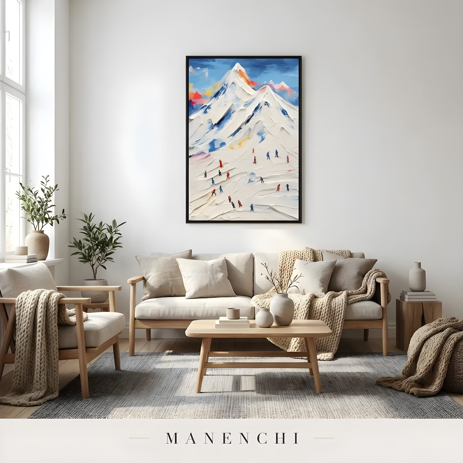 Alpine Summit Pursuit abstract painting displayed in living room decor