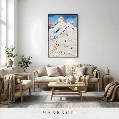 Alpine Summit Pursuit abstract painting displayed in living room decor
