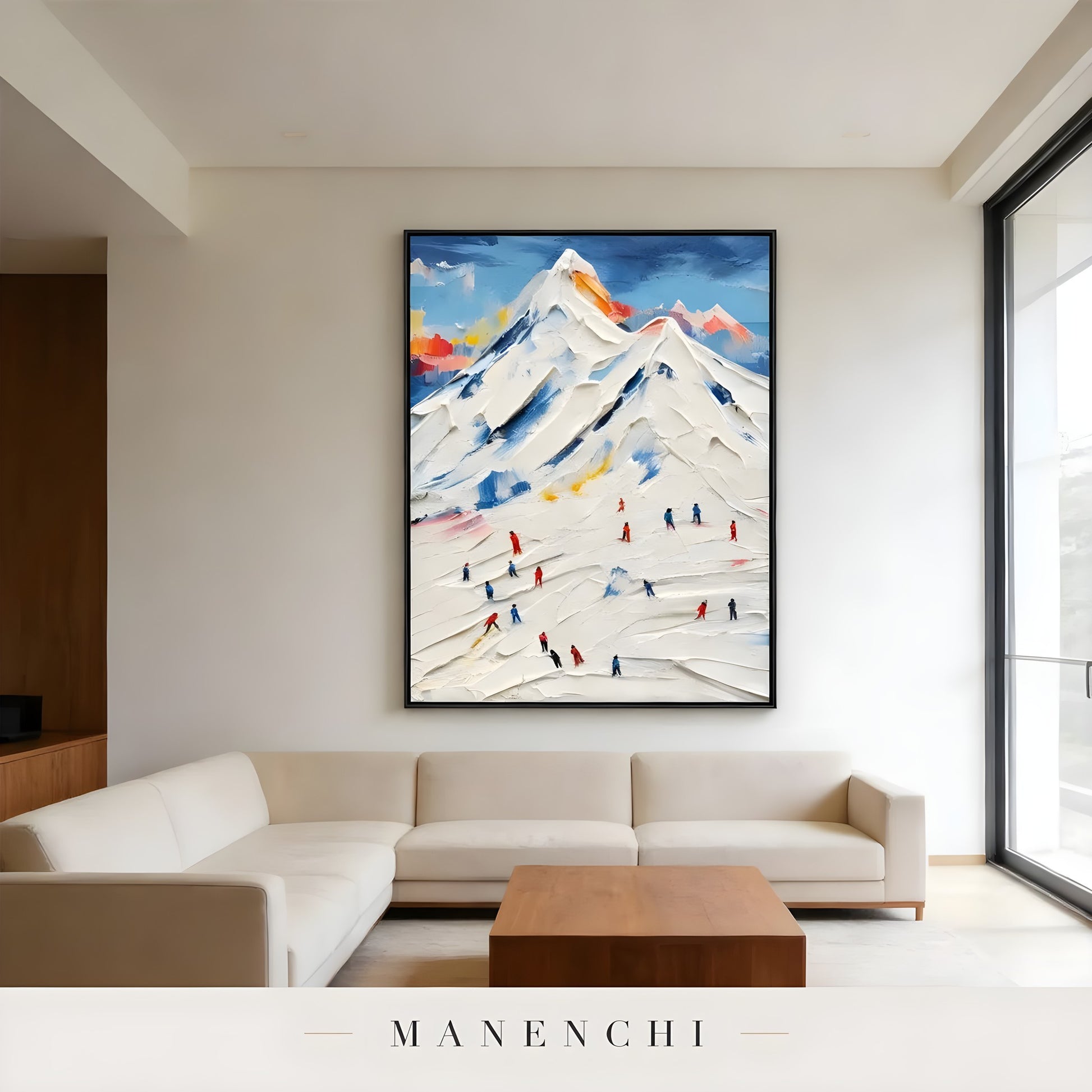 Alpine Summit Pursuit - original hand-painted abstract painting by Manenchi
