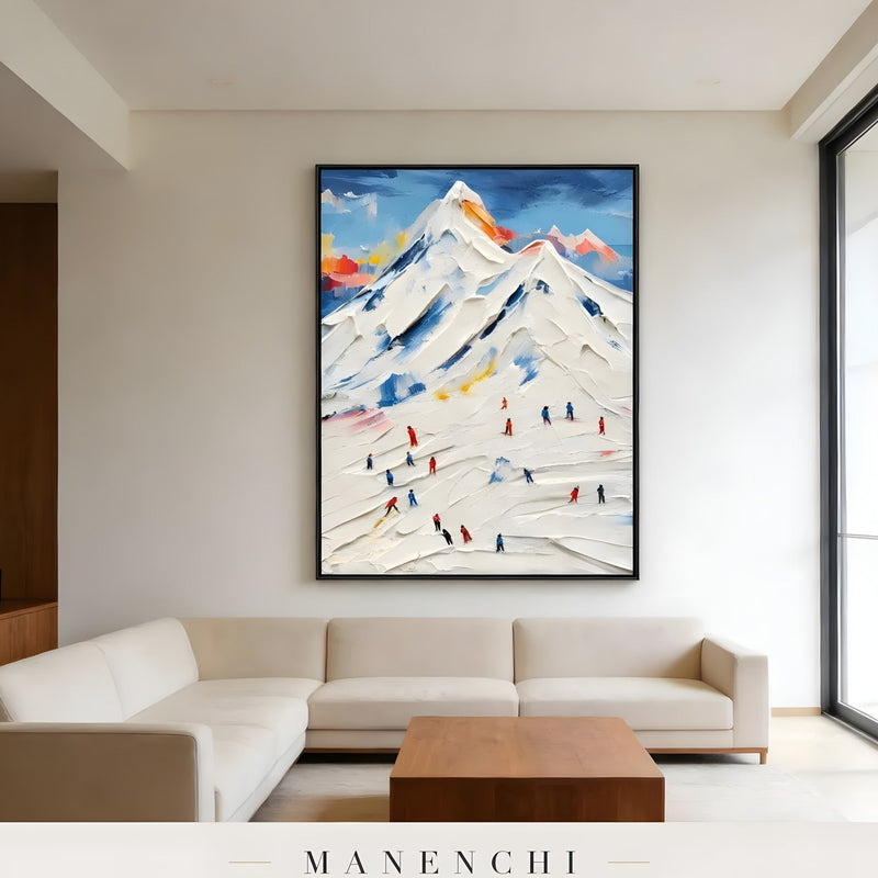 Alpine Summit Pursuit - original hand-painted abstract painting by Manenchi