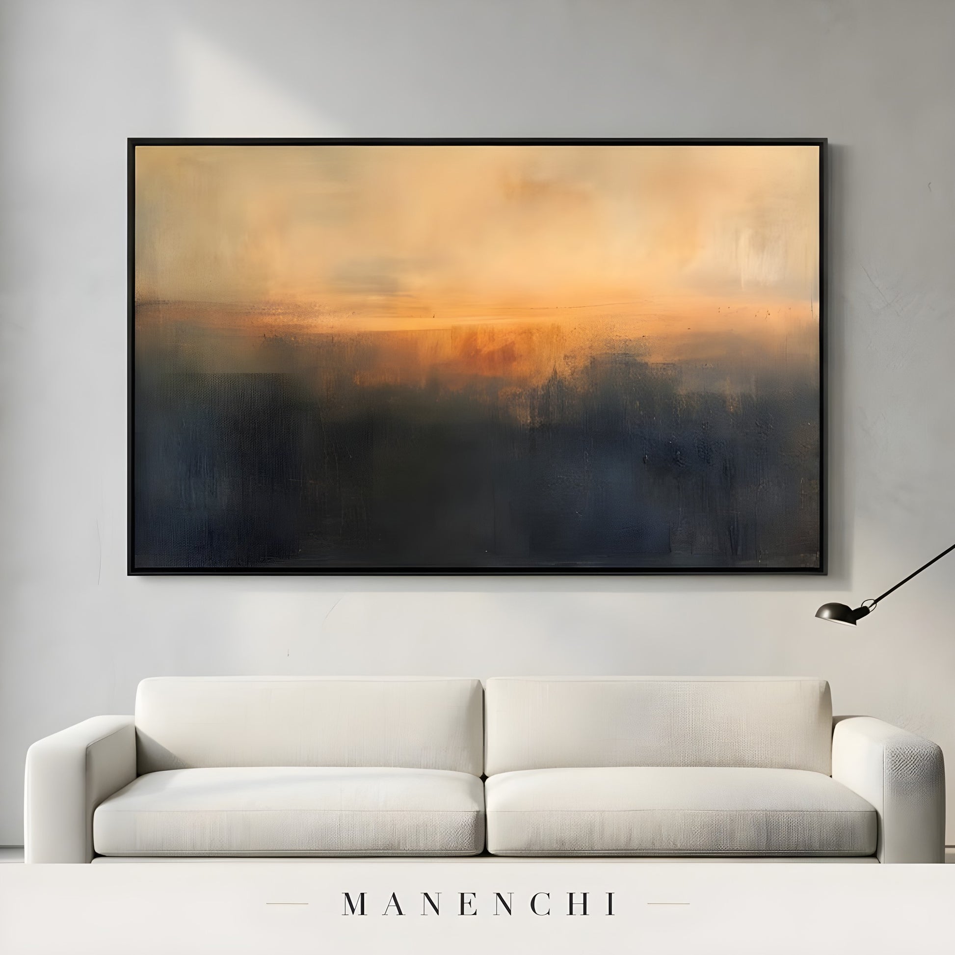 Amber Horizon Nocturne - original hand-painted abstract painting by Manenchi