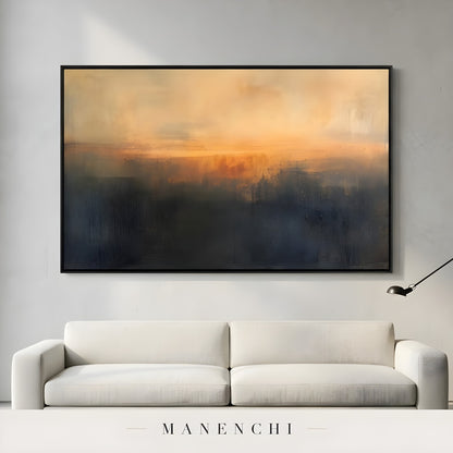 Amber Horizon Nocturne - original hand-painted abstract painting by Manenchi