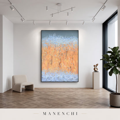 Amber Mist Ethereal abstract painting displayed in an entryway
