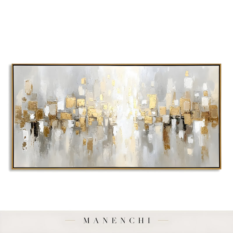 Aurum Reflection - original hand-painted abstract painting by Manenchi