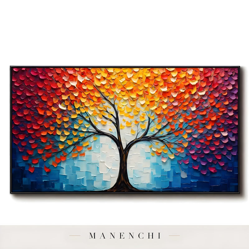 Autumnal Canopy Radiance abstract painting displayed in original painting isolated