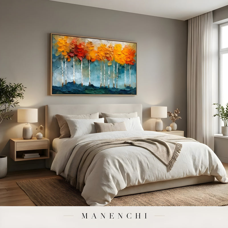Autumnal Woodland Resonance - original hand-painted abstract painting by Manenchi
