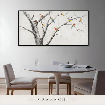 Avian Orchard Quartet - original hand-painted abstract painting by Manenchi