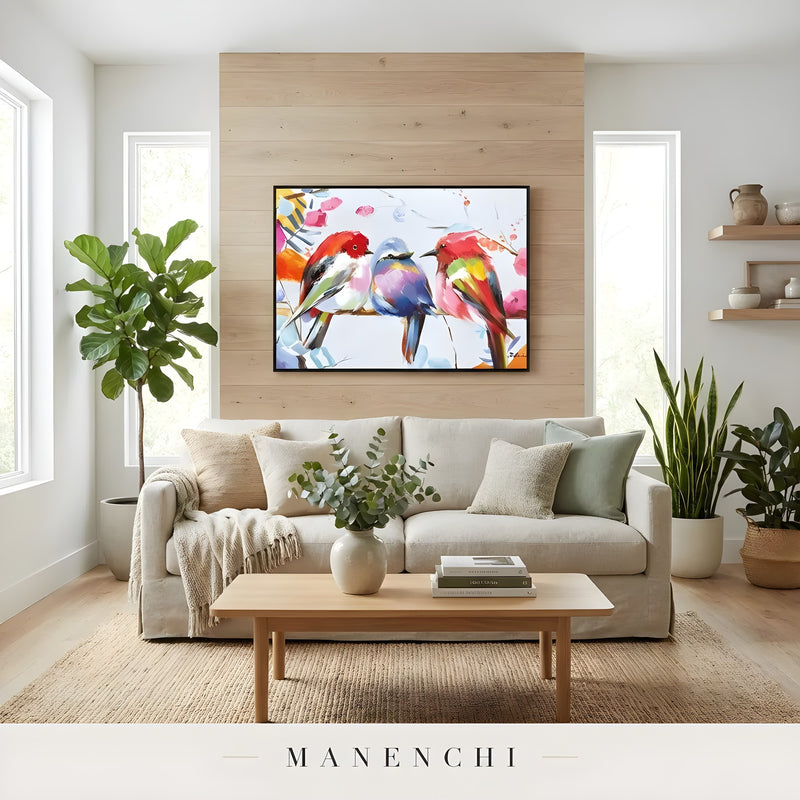 Avian Prism Trio - original hand-painted abstract painting by Manenchi