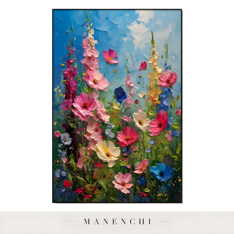 Azure Botanical Rhapsody - original hand-painted abstract painting by Manenchi