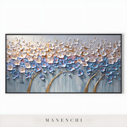 Azure Gilded Orchard - original hand-painted abstract painting by Manenchi