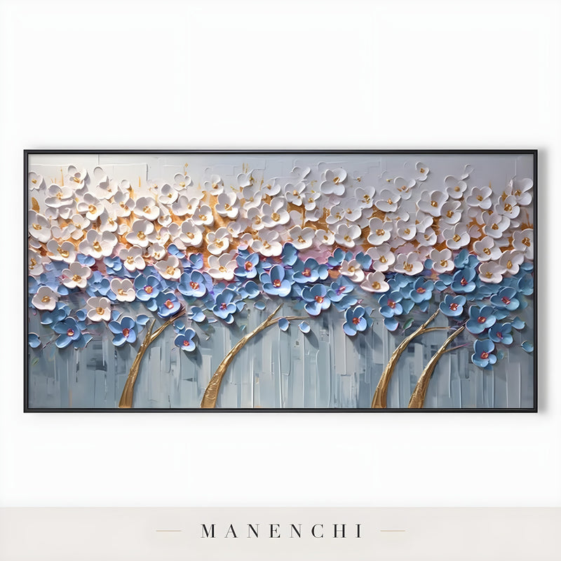 Azure Gilded Orchard - original hand-painted abstract painting by Manenchi