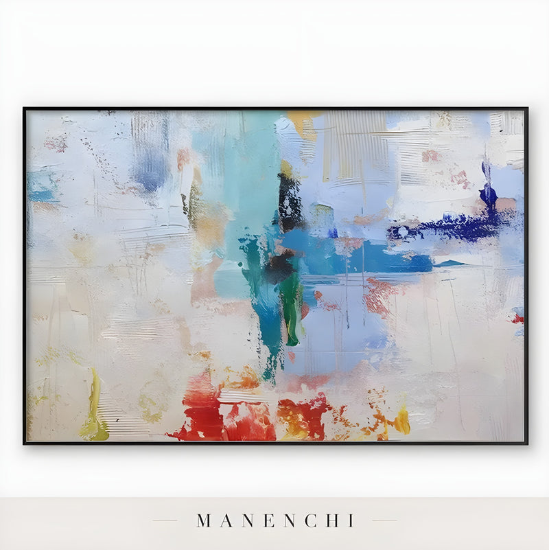 Azure Kinetic Mosaic - original hand-painted abstract painting by Manenchi