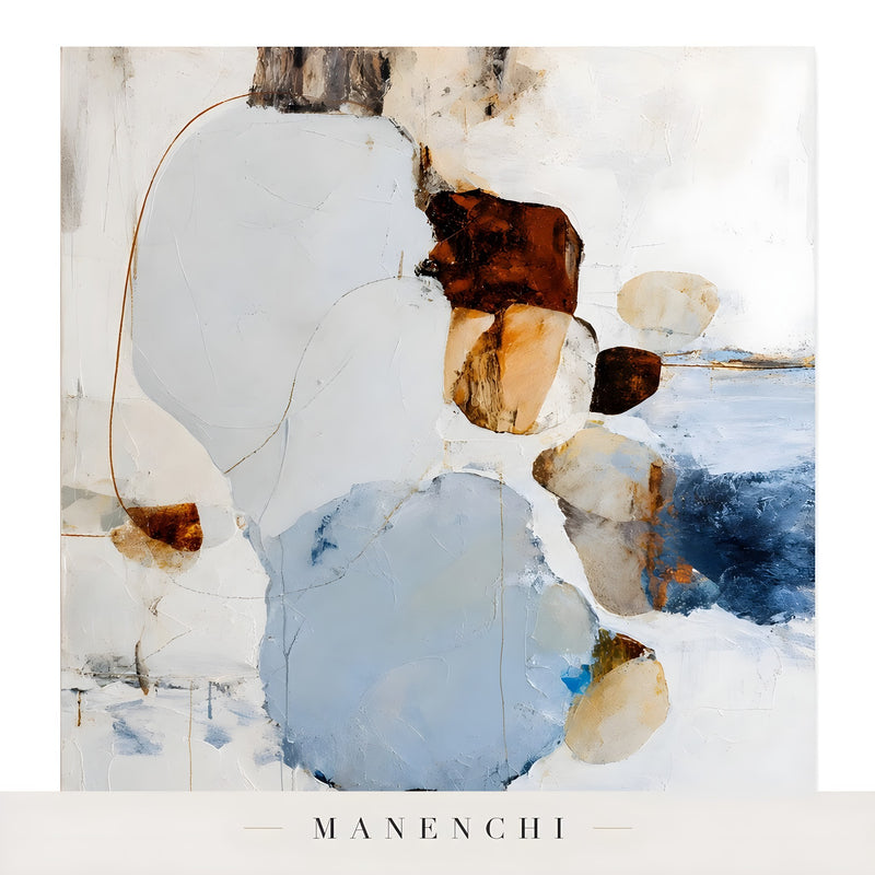 Azure Ochre Synthesis - original hand-painted abstract painting by Manenchi