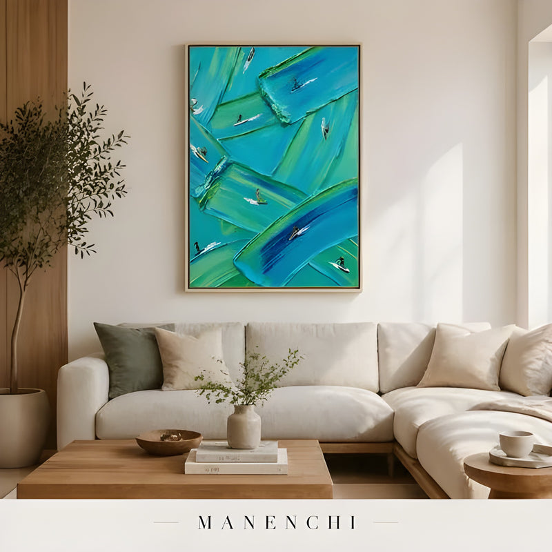 Azure Rhythm - original hand-painted abstract painting by Manenchi
