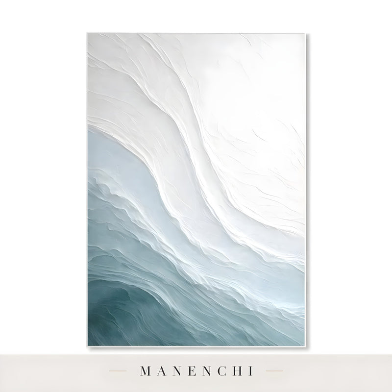 Azure Sculpted Tide abstract painting displayed in abstract art canvas