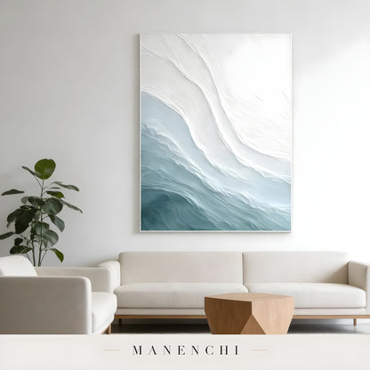 Azure Sculpted Tide - original hand-painted abstract painting by Manenchi