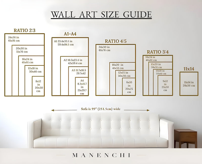 Azure Tectonic Geometry abstract painting displayed in wall art size guide