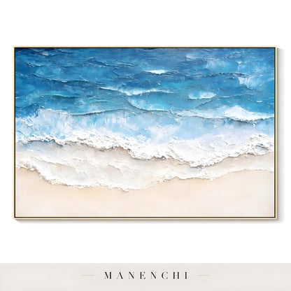 Azure Tidal Retreat abstract painting displayed in product painting isolated