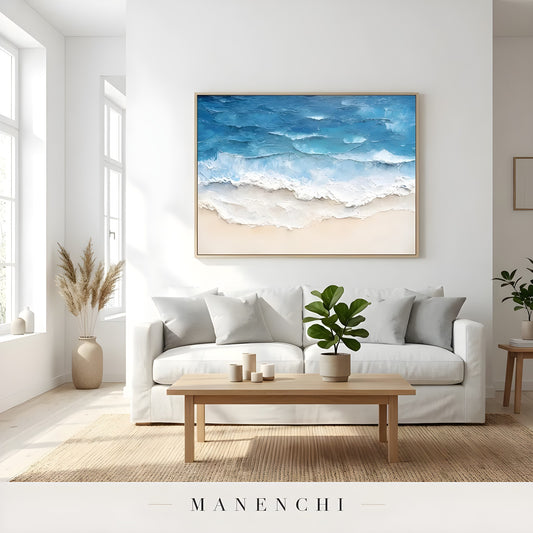 Azure Tidal Retreat - original hand-painted abstract painting by Manenchi