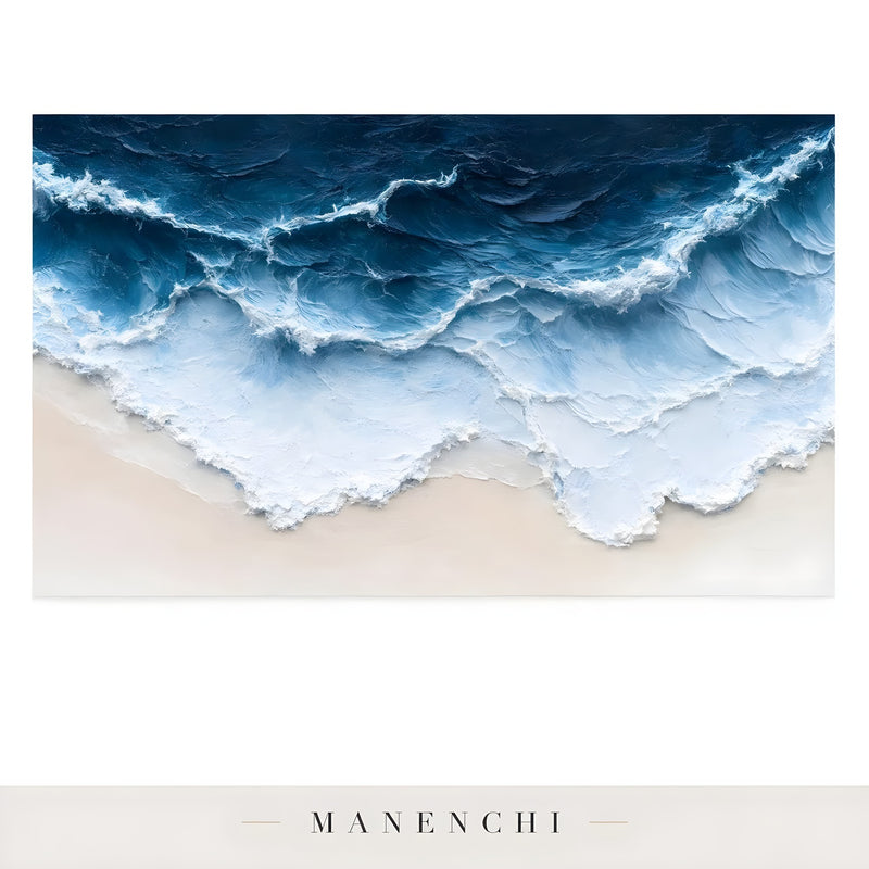 Azure Tidal Surge abstract painting displayed in unframed canvas print only