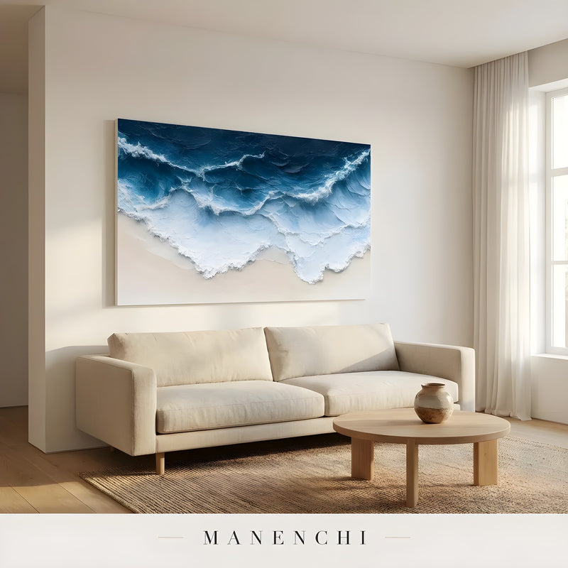 Azure Tidal Surge - original hand-painted abstract painting by Manenchi