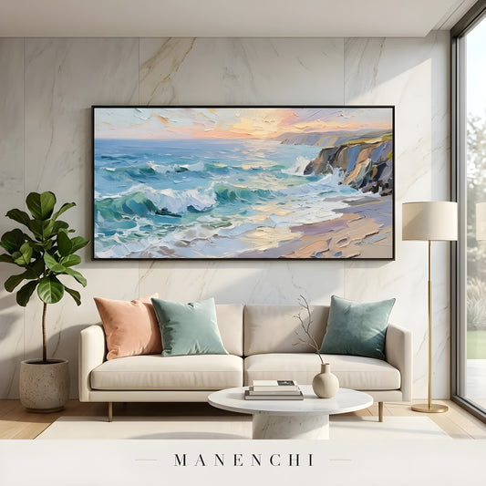 Azure Twilight Tide - original hand-painted abstract painting by Manenchi