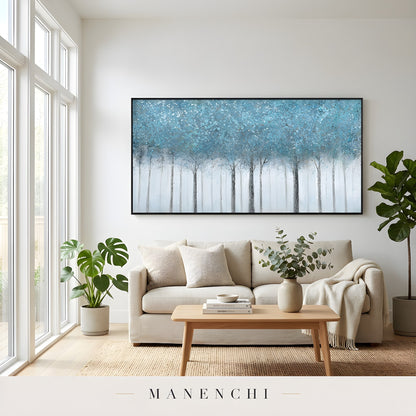 Azure Woodland Canopy - original hand-painted abstract painting by Manenchi