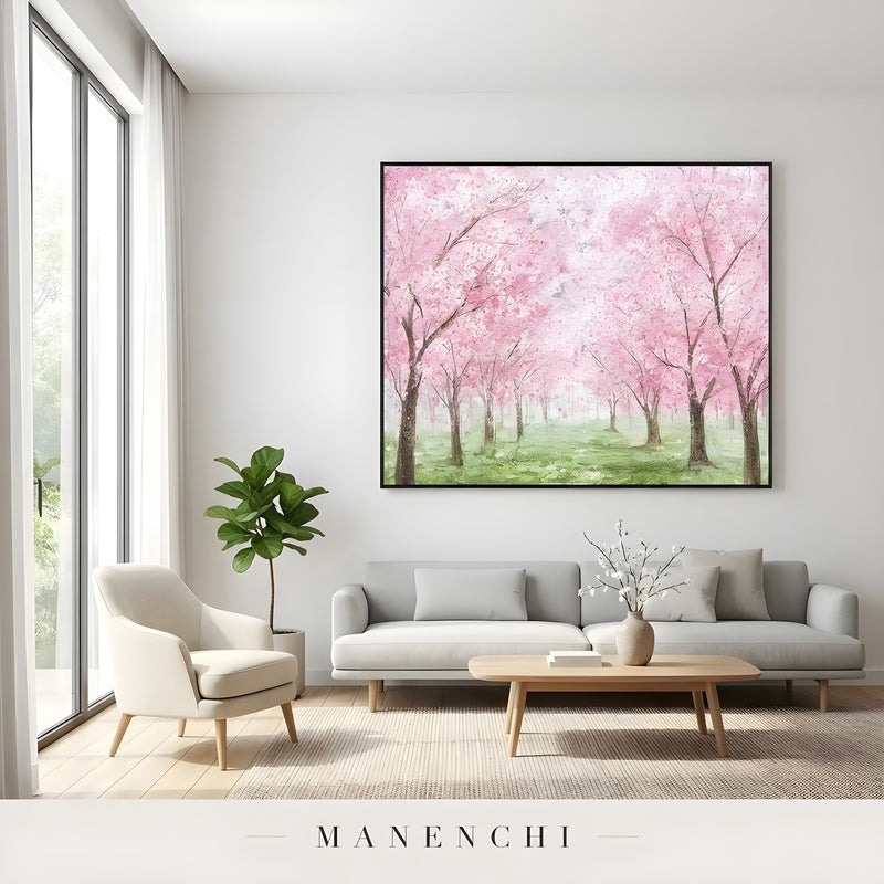 Blossom Canopy Reverie abstract painting displayed in interior living space view