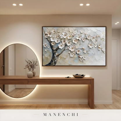 Blossom Gilded Drift abstract painting displayed in hallway console table
