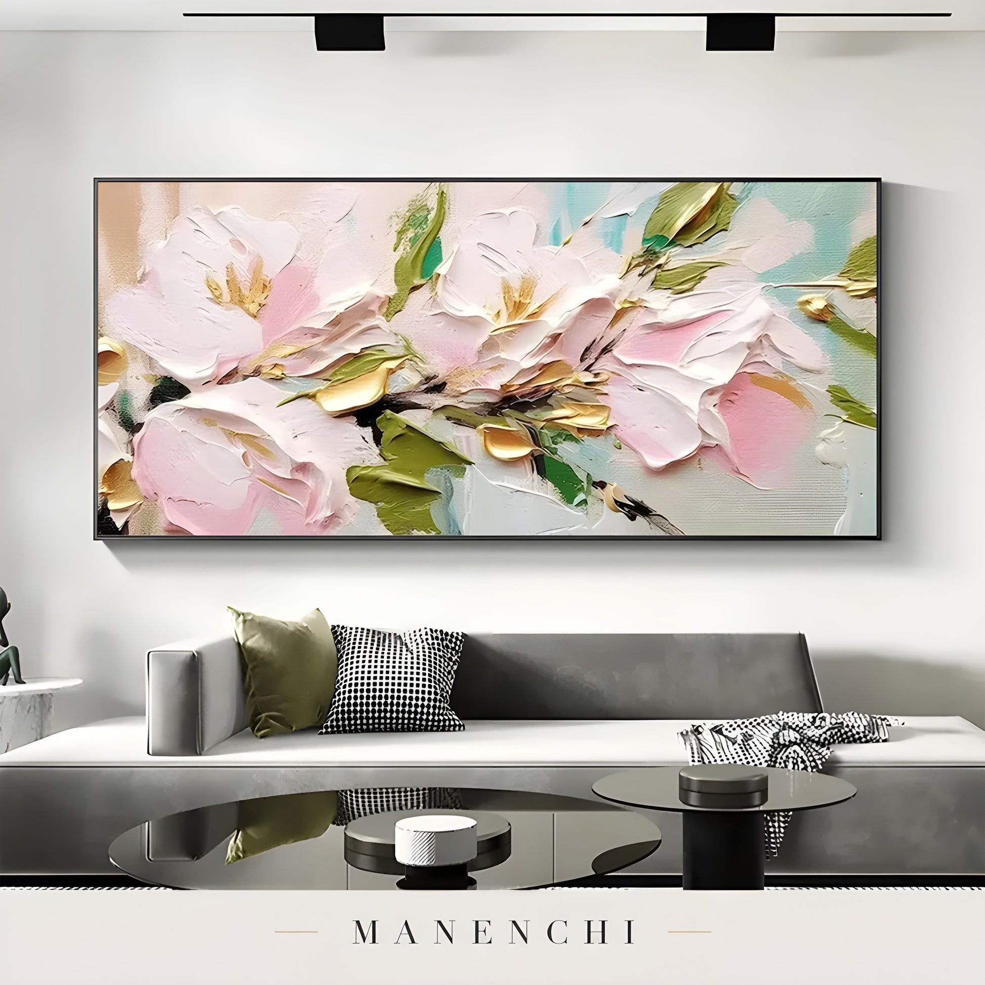 Blossom Gilded Reverie - original hand-painted abstract painting by Manenchi