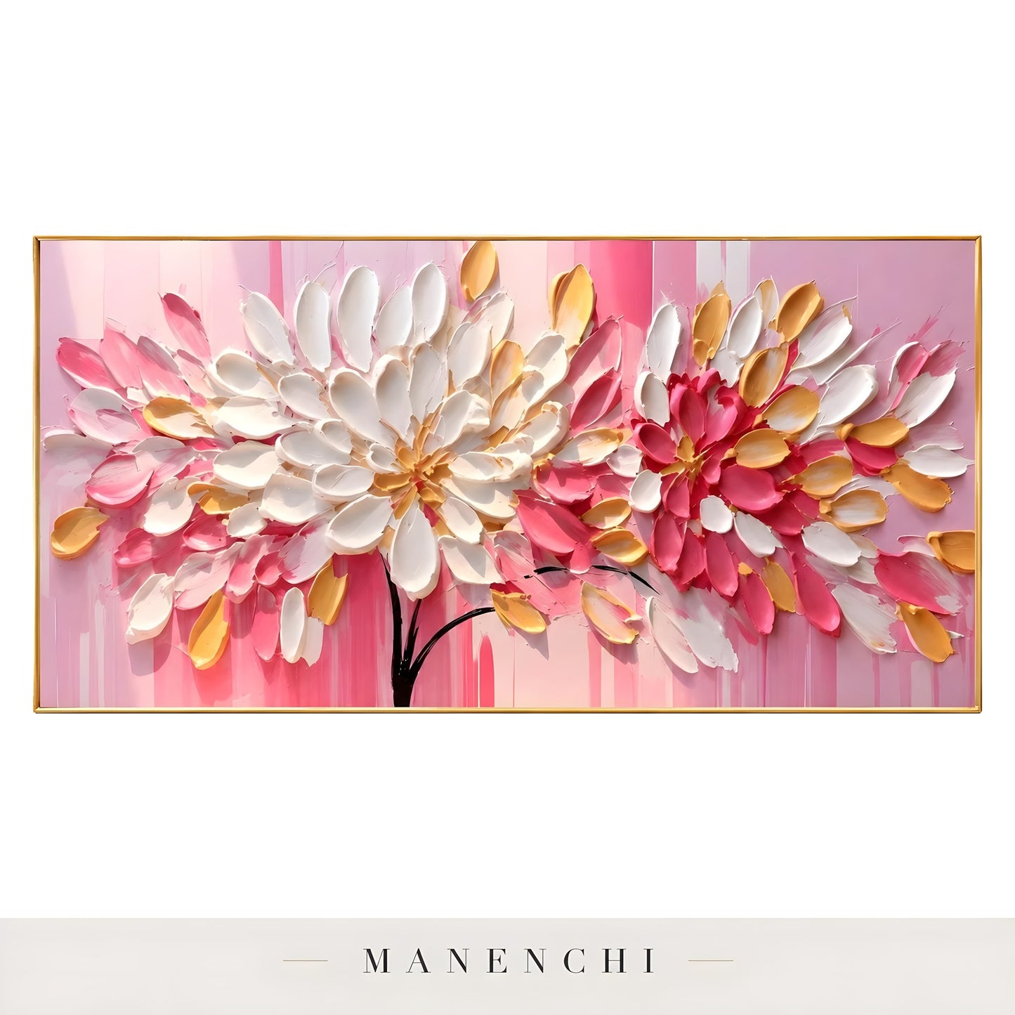 Blossom Gilded Splendor - original hand-painted abstract painting by Manenchi