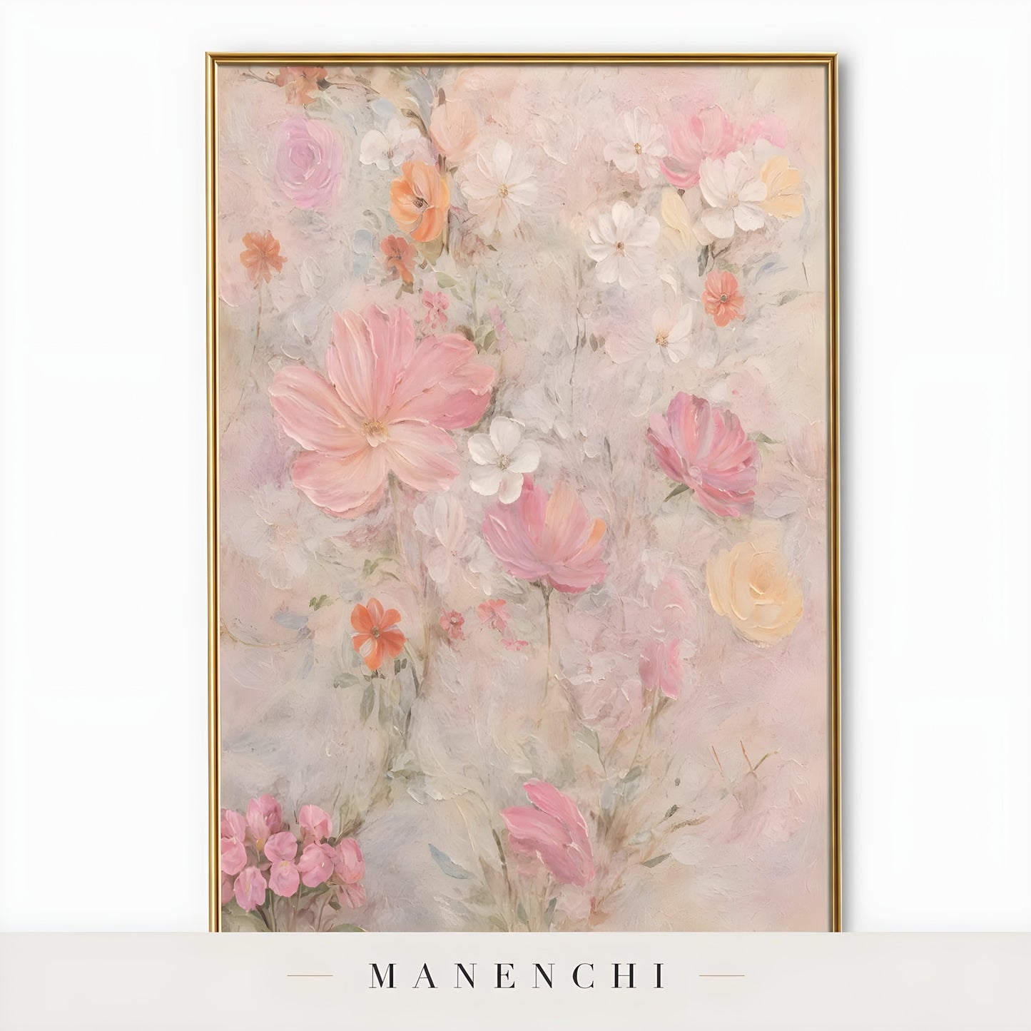 Close-up detail of the textured brushwork in Blush Botanical Impression