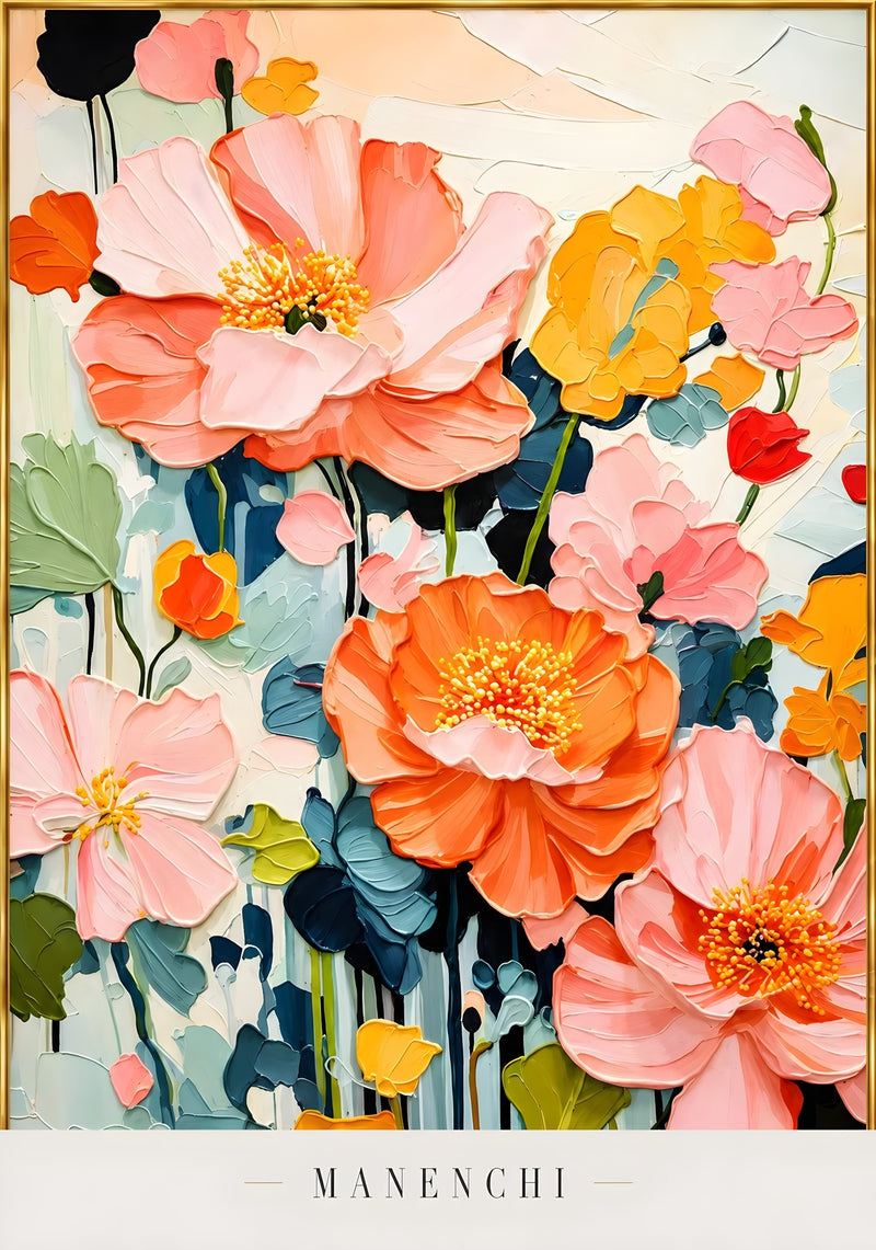 Botanical Joyous Impression abstract painting displayed in vertical full frame view